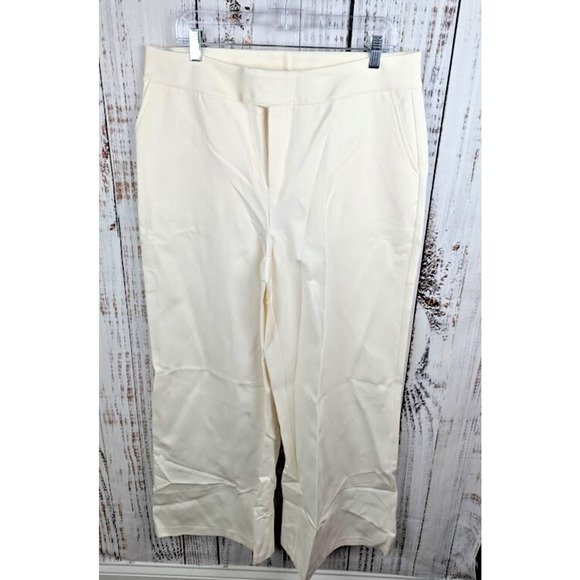 Bar III GooGoo Atkins Plus‎ Size High Waist Wide Leg Ponte Knit Pants Ivory 1X - Picture 1 of 3